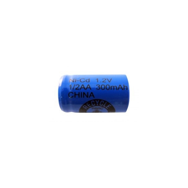 NiCD 1/2 AA 300 mAh Batteri flat hoved - 1,2V - Evergreen