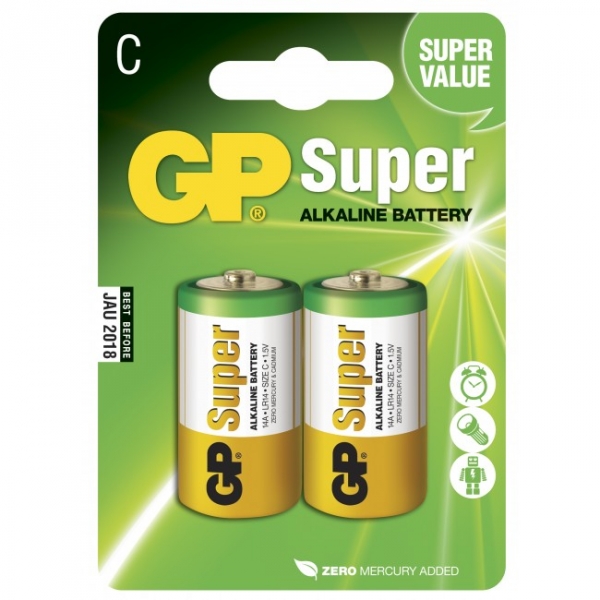 2 x C / LR14 Alkaline batteri - 1,5V - GP Battery