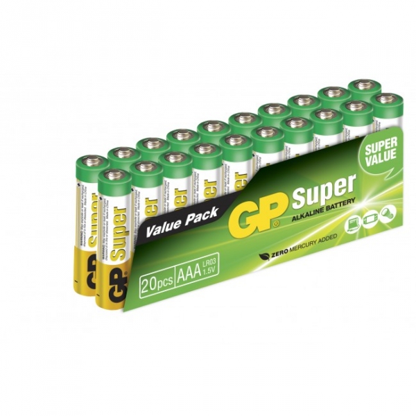 20 x AAA / LR03 SUPER - Alkaline batteri - 1,5V - GP Battery