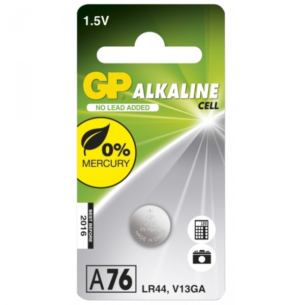 Alkaline knapcelle batteri GP A76 / LR44 / V13GA - 1,5V - GP Battery