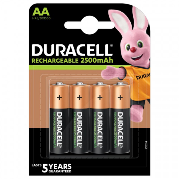 Duracell genopladelig R6/AA Ni-MH 2500 mAh x 4 batterier