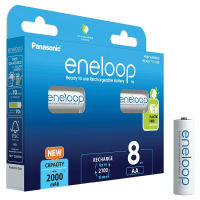 Panasonic Eneloop R6/AA 2000 mAh Ni-MH x 8 genopladelige batterier (blister)