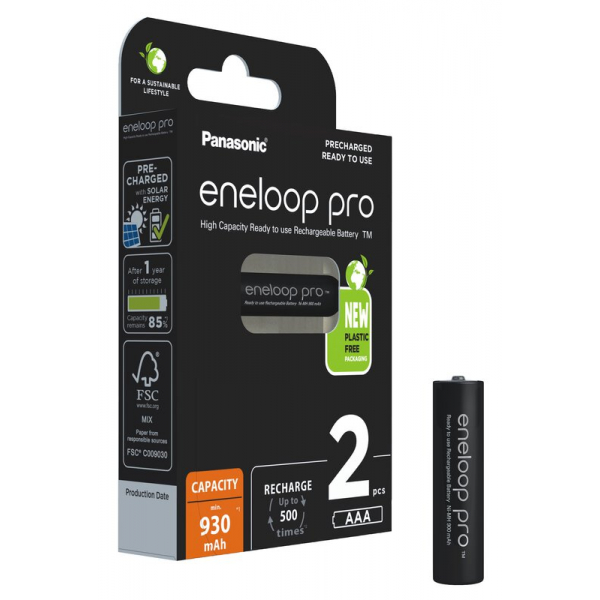 Panasonic Eneloop PRO NEW Ni-MH 930mAh R03/AAA x 2 genopladelige batterier (blister)