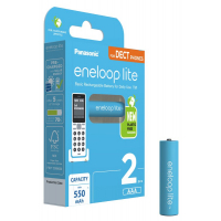 Panasonic Eneloop Lite DECT NEW R03 AAA 550mAh x 2 genopladelige batterier (blister)
