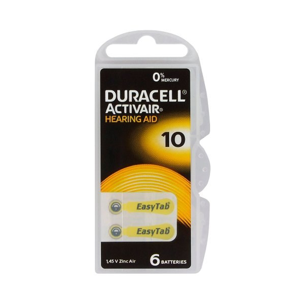 Duracell ActivAir 10 MF til høreapparater x 6 batterier