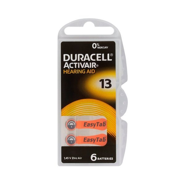 Duracell ActivAir 13 MF til høreapparater x 6 batterier