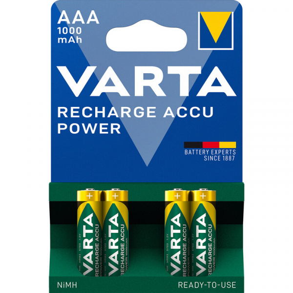 Varta Ready2Use LR03/AAA Ni-MH 1000 mAh x 4 genopladelige batterier