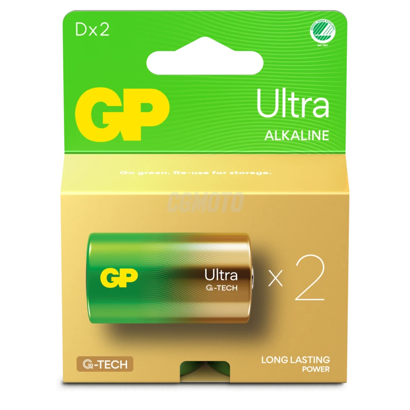 2 alkaline batterier D 1,5 V Ultra 