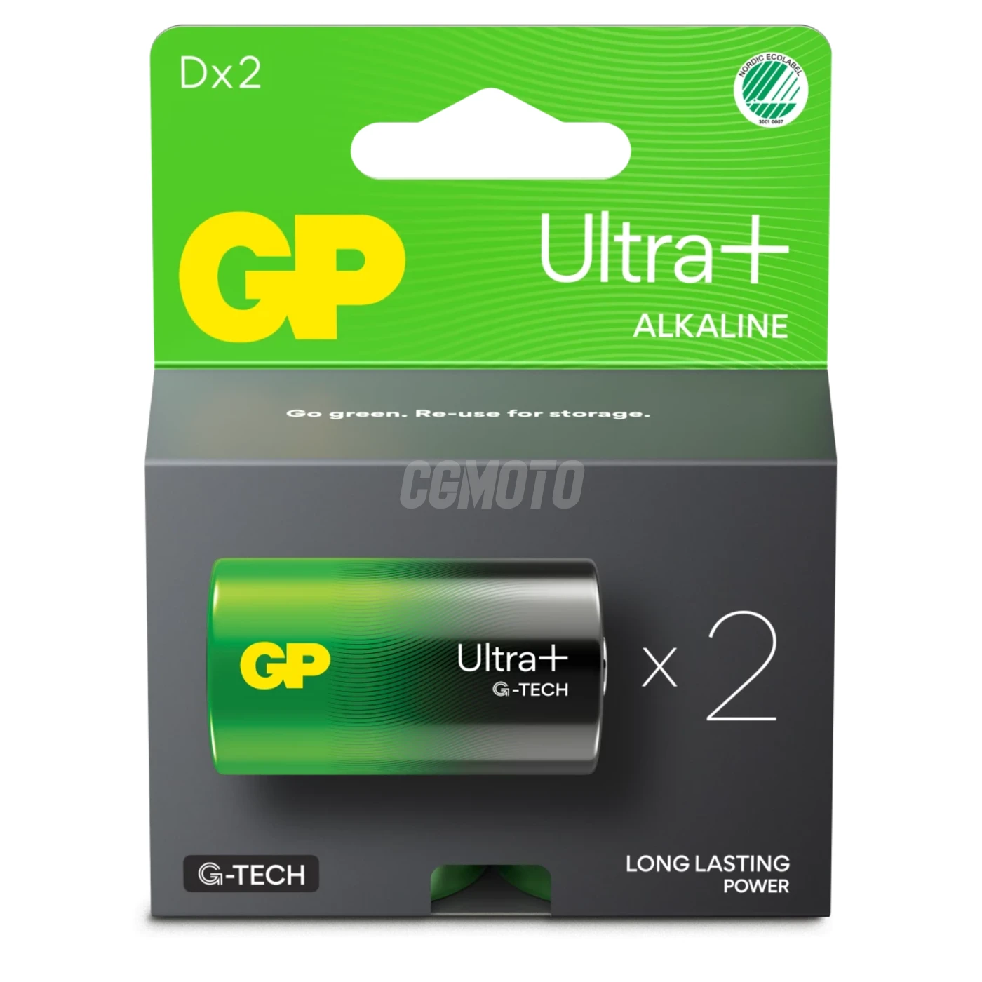 2 alkaline batterier D 1,5 V Ultra Plus 