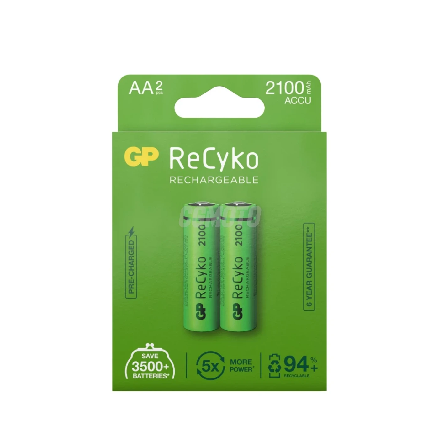2 genopladelige NIMH-batterier AA 1,2 V Recyko 2100 mAh 2 genopladelige NIMH-batterier AA 1,2 V Recyko 2100 mAh