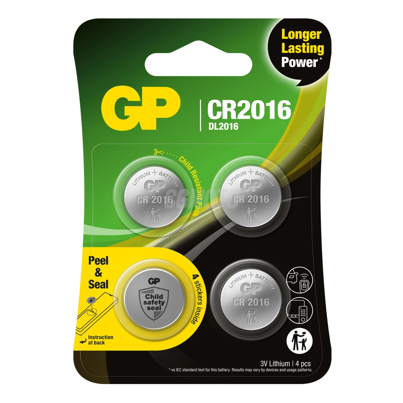4 lithium knapcelle batterier CR2016 3 V 