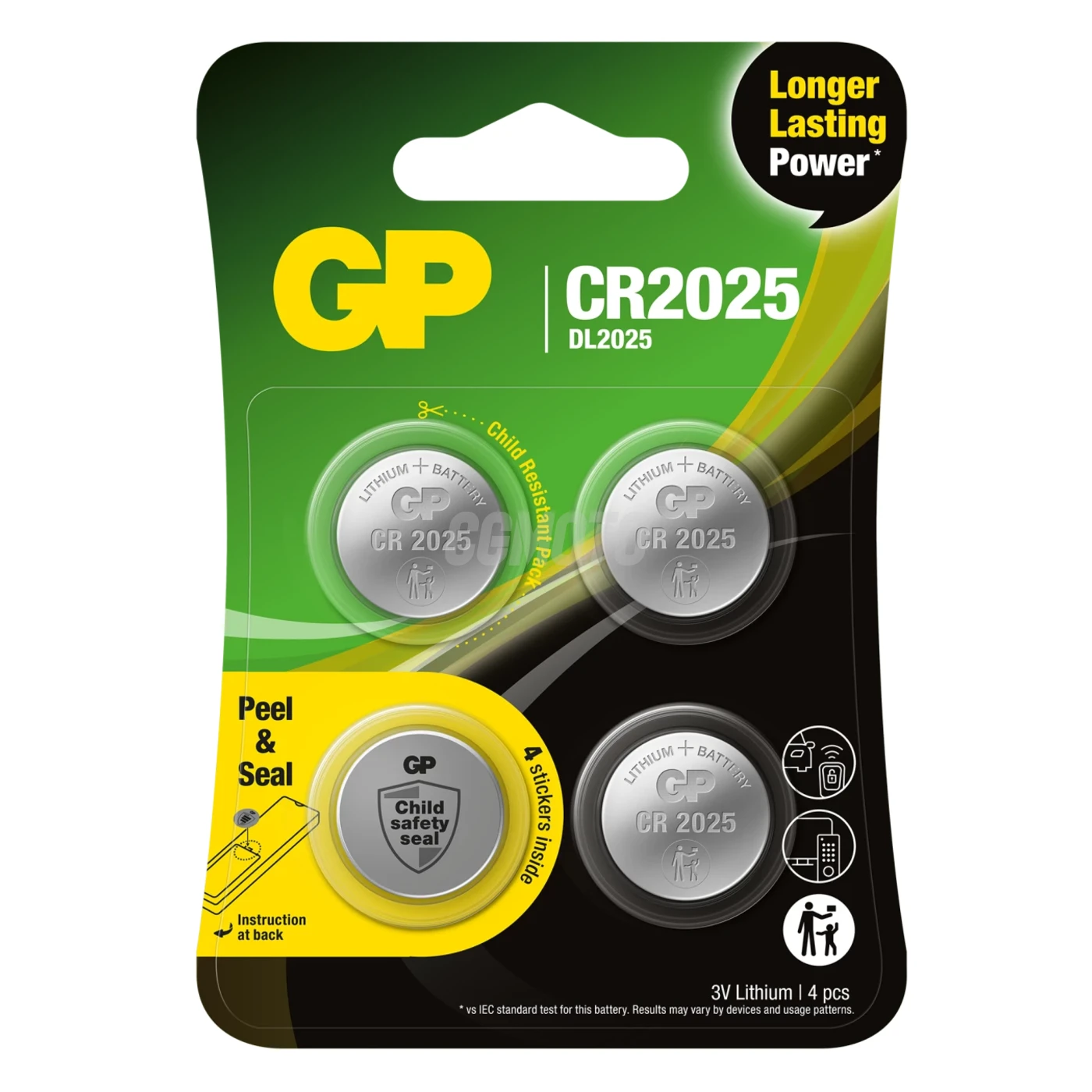 4 lithium knapcelle batterier CR2025 3 V 