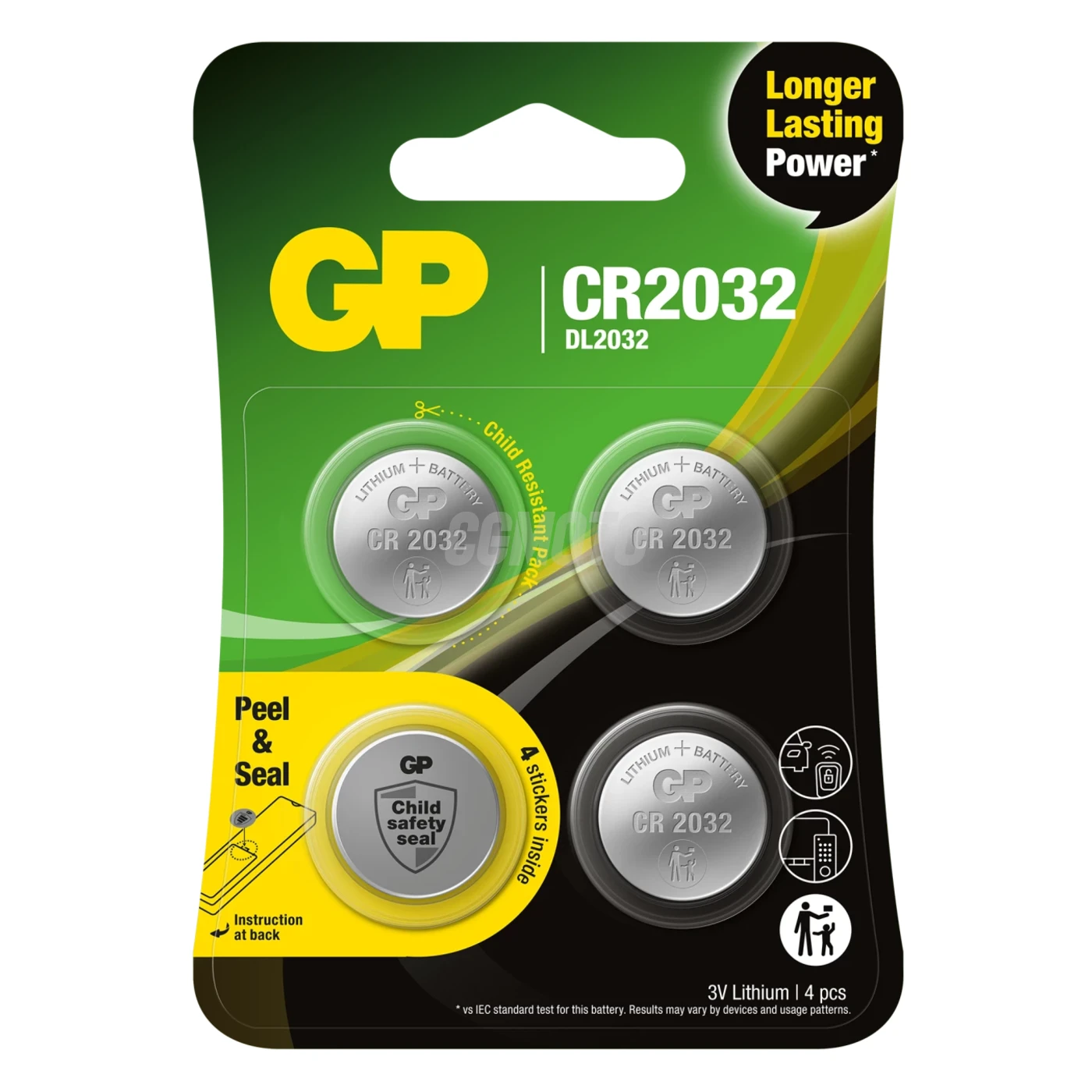 4 lithium knapcelle batterier CR2032 3 V 