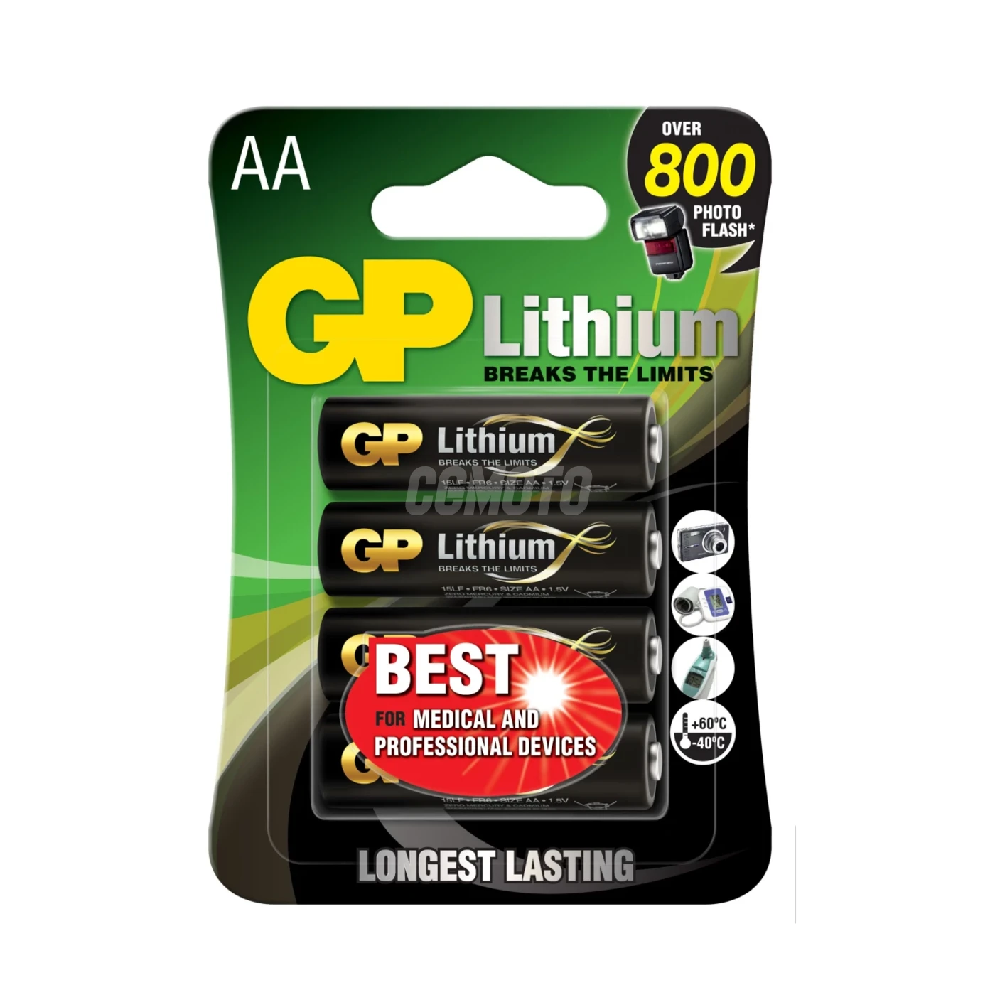 4 lithiumbatterier AA 1,5 V 