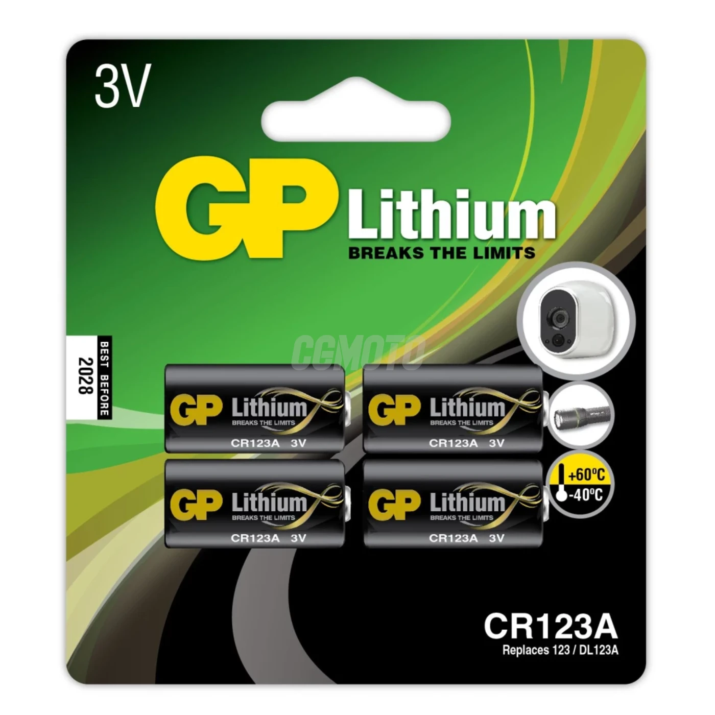 4 lithiumbatterier CR123A 3 V 