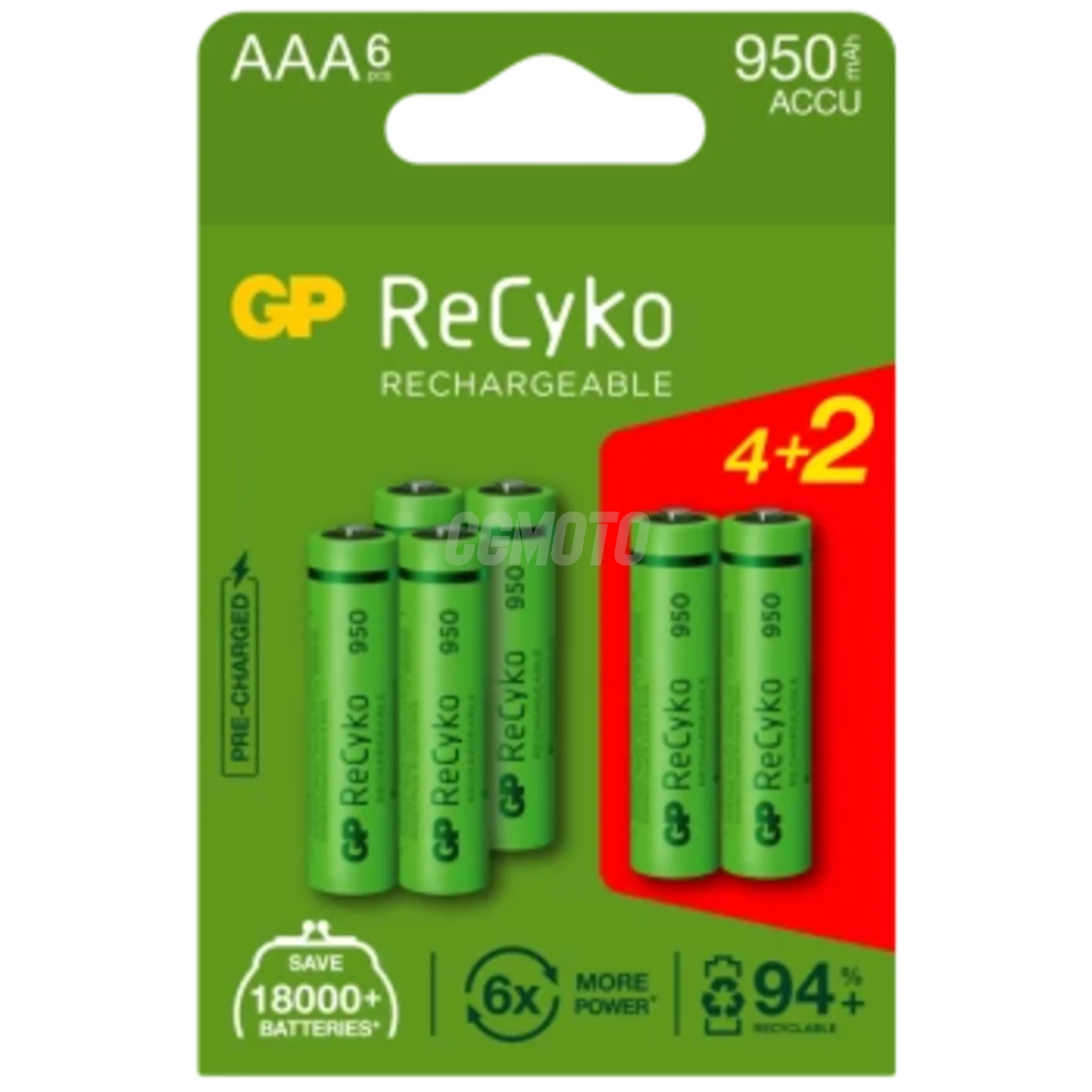 6 genopladelige NIMH-batterier AAA 1,2 V Recyko 950 mAh 6 genopladelige NIMH-batterier AAA 1,2 V Recyko 950 mAh
