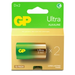 2 alkaline batterier D 1,5 V Ultra 