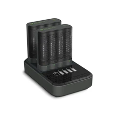 2 Chargeurs rapides USB GP P461 + station de charge D861 + 8 accus AA 2000 mAh Pro