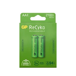 2 genopladelige NIMH-batterier AA 1,2 V Recyko 2100 mAh
