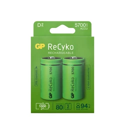 2 genopladelige NIMH-batterier D 1,2 V Recyko 5700 mAh