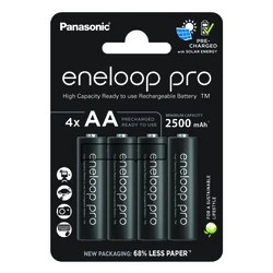 Panasonic Eneloop PRO NEW R6 AA 2500mAh x 4 genopladelige batterier (blister)