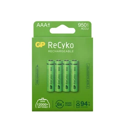 4 genopladelige NIMH-batterier AAA 1,2 V Recyko 950 mAh