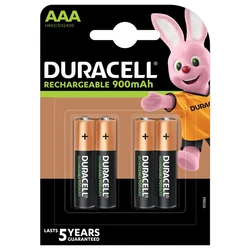Duracell genopladelig R03 AAA Ni-MH 900 mAh x 4 batterier Duracell genopladelig R03 AAA Ni-MH 900 mAh x 4 batterier
