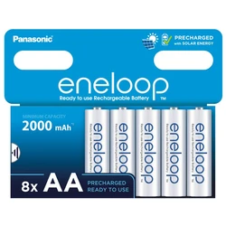 Panasonic Eneloop R6/AA 2000 mAh Ni-MH x 8 genopladelige batterier (blister) Panasonic Eneloop R6/AA 2000 mAh Ni-MH x 8 genopladelige batterier (blister)