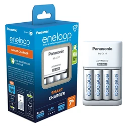 Panasonic Eneloop Genopladelig batterioplader BQ-CC17 NI-MH + 4 genopladelige batterier LR6/AA Eneloop 2000mAh